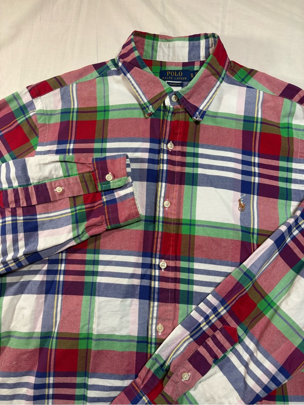 Polo Ralph Lauren Men's XL Classic Fit Patchwork Madras Plaid Button Down Shirt